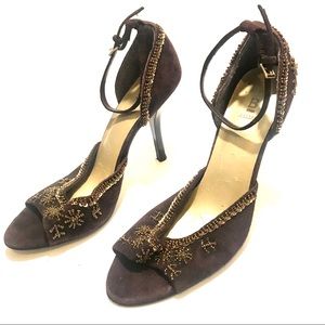 Y2k Bakers Paulina brown beaded 90s heels size 8